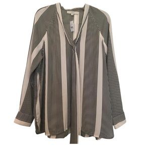 LOFT Striped Tie Front Blouse